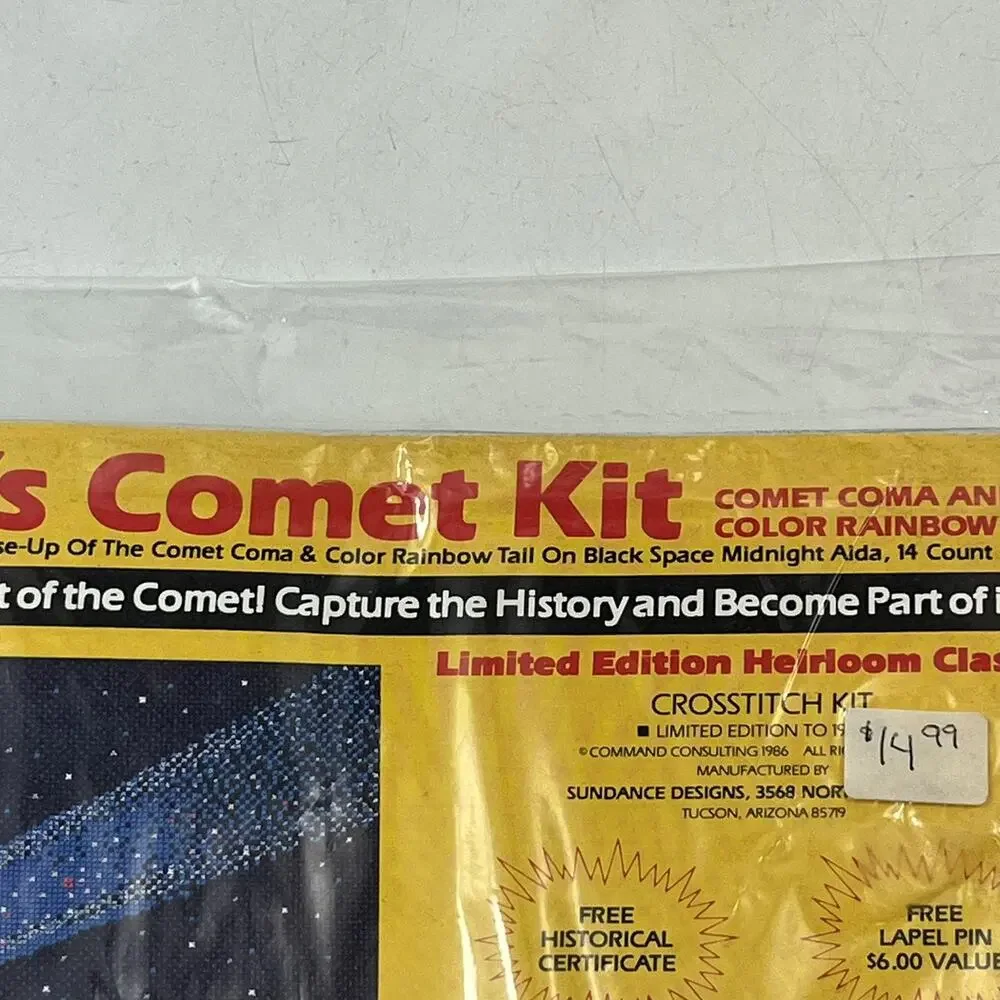 Vintage 1986 Halleys Comet Cross Stitch Kit 9x12 Space Sundance Designs Sealed
